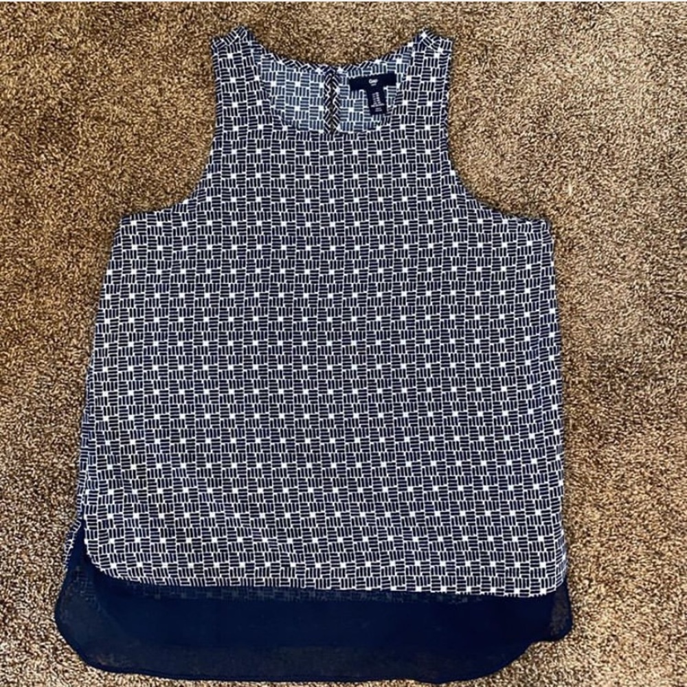 Navy Patterned Tank Top
